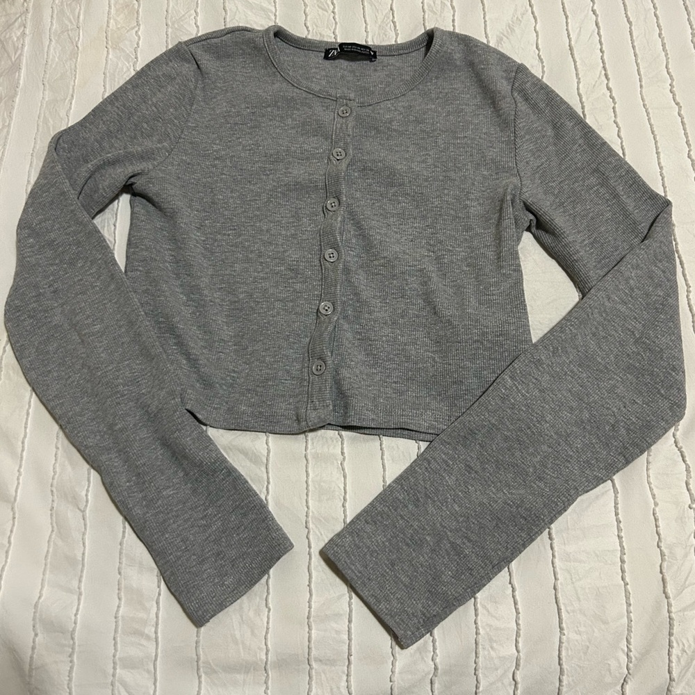 Zara Gray Button-Down Women's Shirt